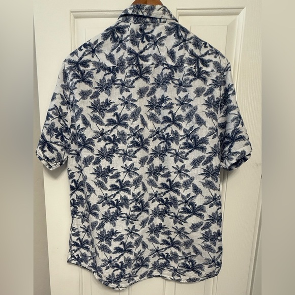 Heritage Blue Floral Men's Shirt Linen Blend Size XL - Picture 2 of 5